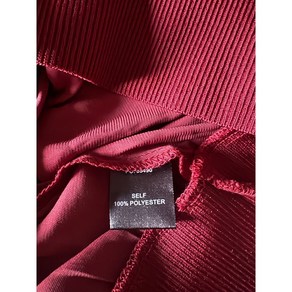 Current Air Wrap Blouse XS Burgundy Satin Ribbed Knit Cuff Romantic Coquette - Picture 5 of 7